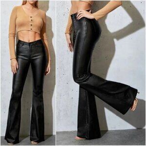 Black Matte Flare Wide Leg Jean pants
